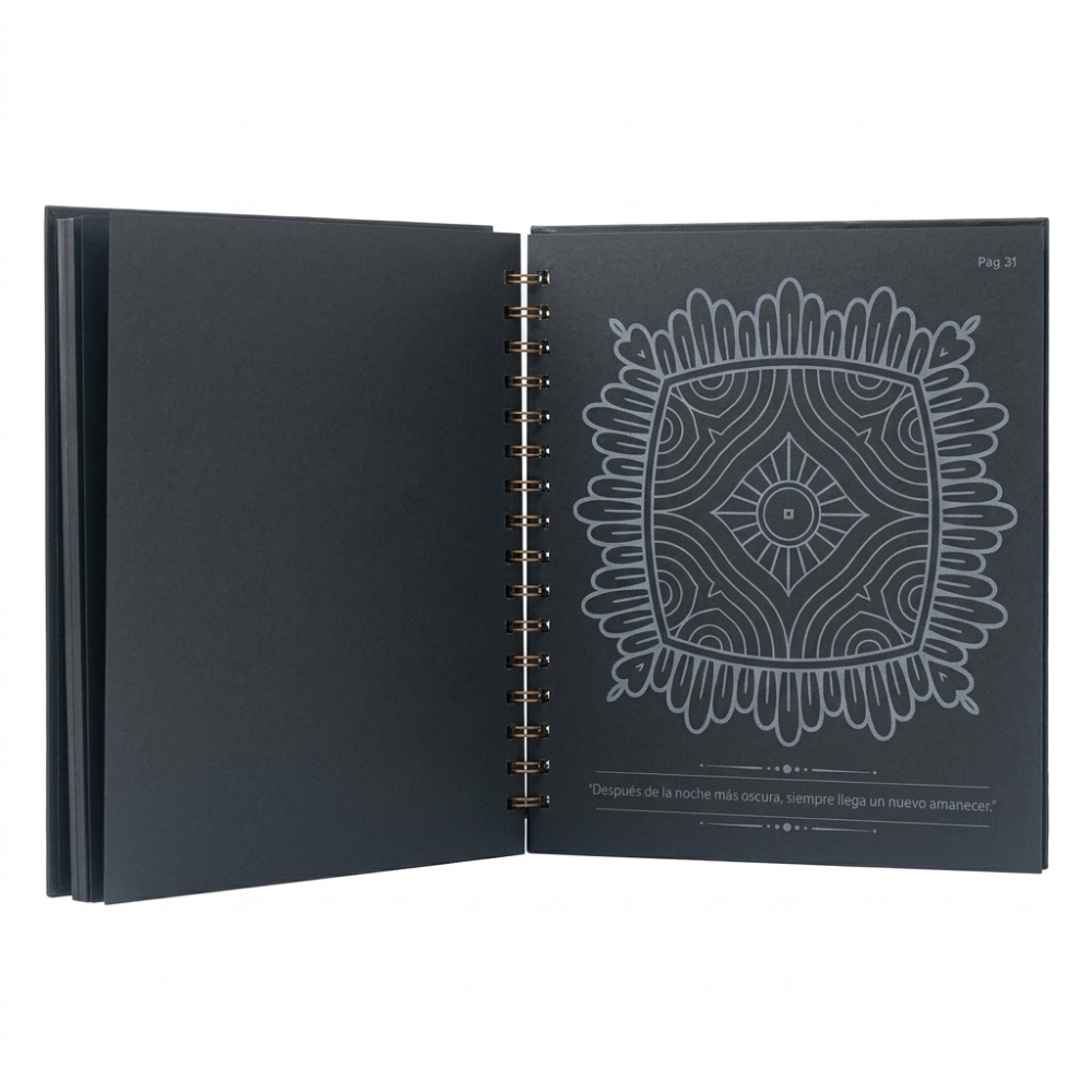 Mandala book plus box of colors, Artisan brand - Black + Metallics
