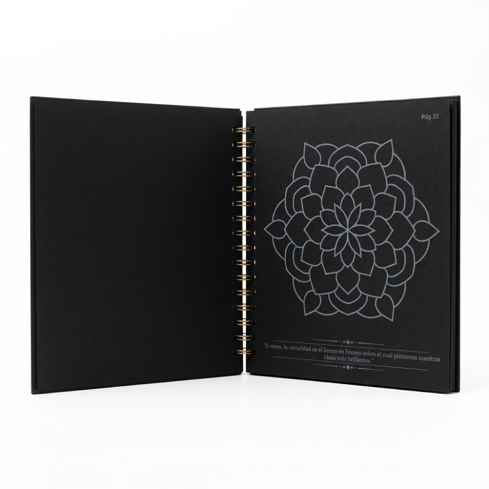 Mandala book plus box of colors, Artisan brand - Black + Metallics