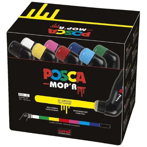 Marcadores Posca Mop Ergonomico X 8 Colores Clasicos