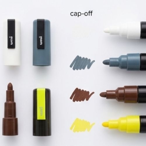 POSCA PC-5M Marker 4-Pen Set – Fluorescent Yellow and Professional Tones Selection