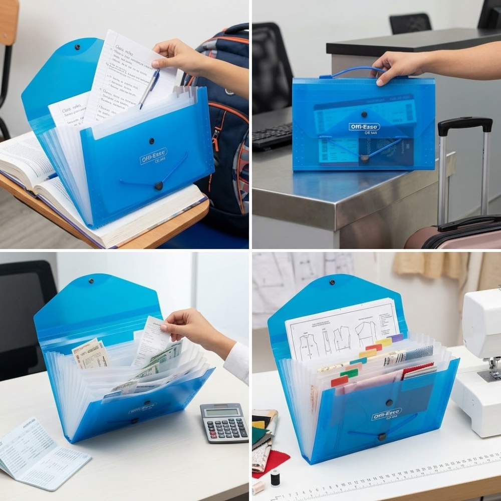 Maletín Archivador Offiesco OE/444 Mini 13 Bolsillos | Portacheques, Organizador de Documentos, Carpeta Archivadora y Portadocumentos