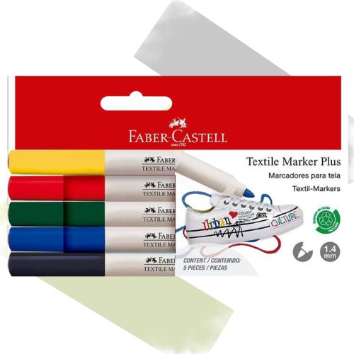 Marcador Textil Plus Faber Castell X 5 De 2 mm