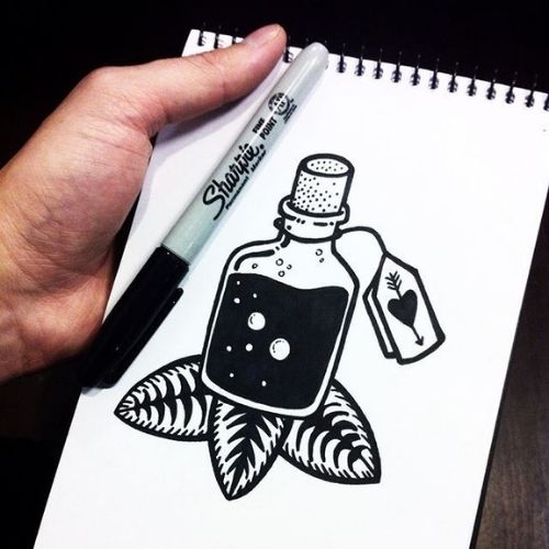 Marcador sharpie Punta Fina En cualquier color Negro Dibujo De Una Botella