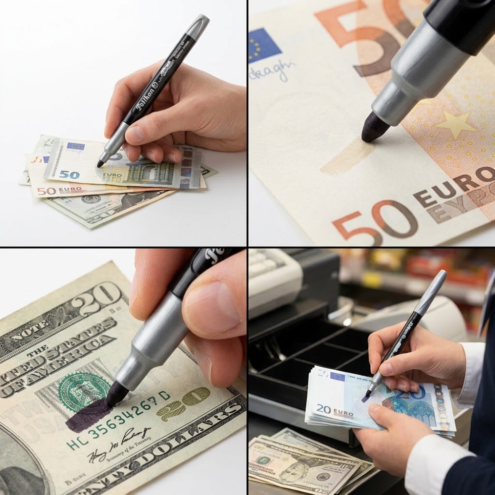 Marcador Detector de Billetes Falsos Pelikan Markadata Negro