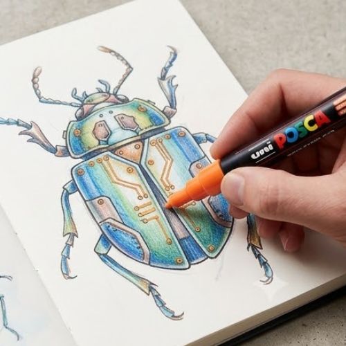 Marcador Posca PC-3M Punta Fina (0.9 - 1.3 mm) - Color Naranja (4)