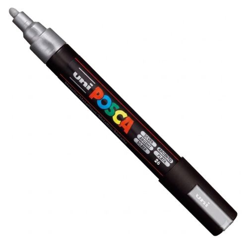 Marcador Posca PC-5M Punta Mediana (1.8 a 2.5 mm) - Color Plata (26)