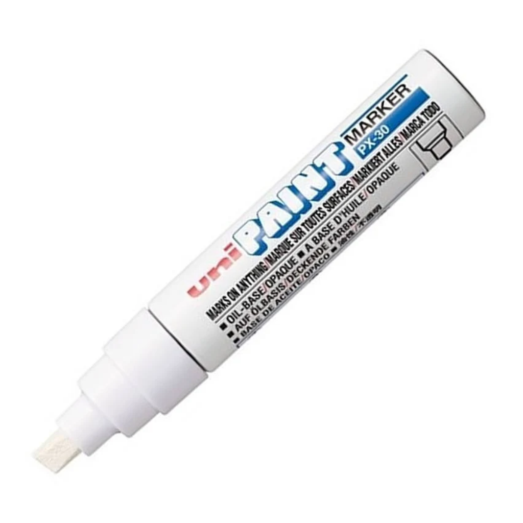 Marcador de Pintura Industrial Uni Paint PX-30 Blanco Punta Biselada 4.0 - 8.5 mm