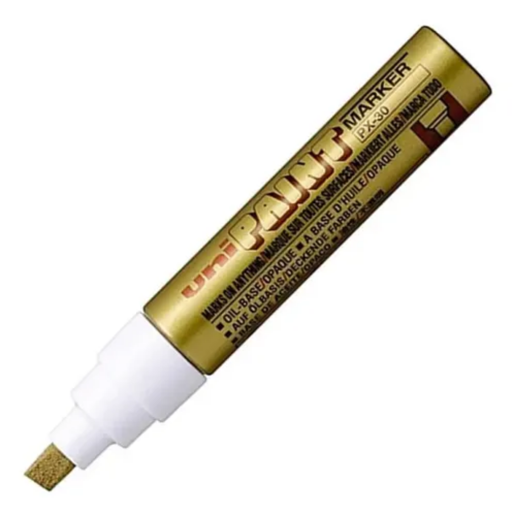 Marcador de Pintura Industrial Uni Paint PX-30 Dorado Punta Biselada 4.0-8.5 mm
