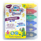 Pintubarritas Mis Primeros Crayones de Gel Etapa 1 para Niños Pequeños - Set de 6 Colores No Tóxicos y Lavables