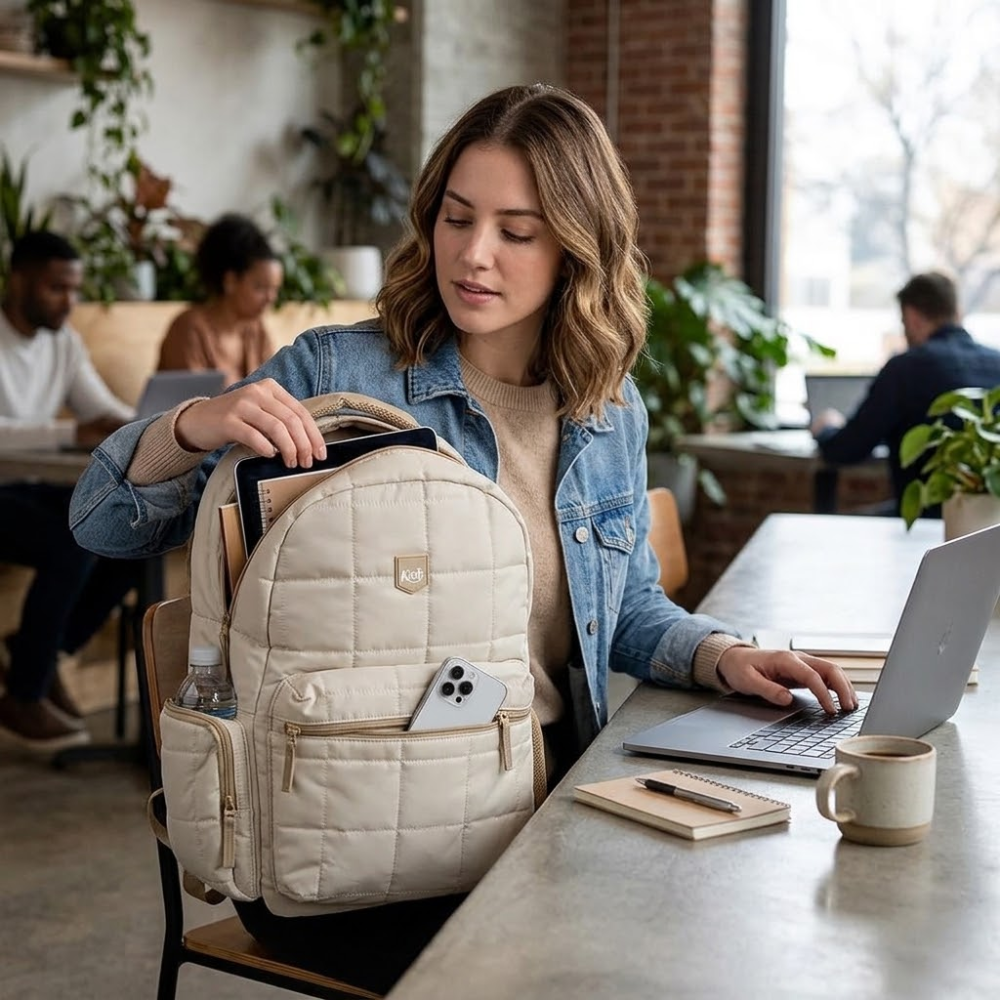 Morral Kiut Book Grande 4 Cierres Beige