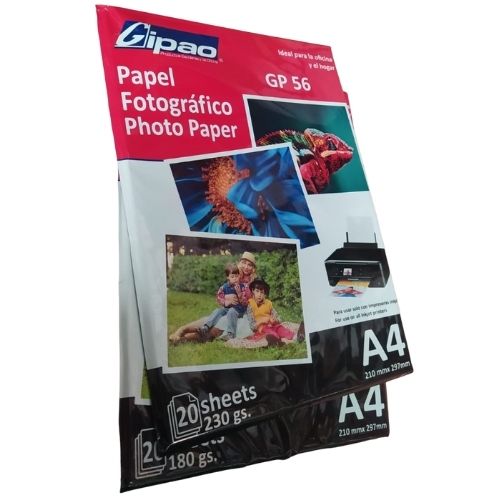 Papel Fotografico A4 Paquete De 20 Hojas De 230gs y 180gs Gipao Muestra De Lado