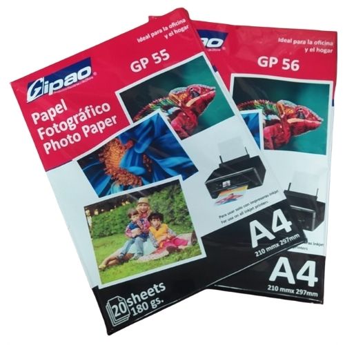 Papel Fotografico A4 Paquete De 20 Hojas De 230gs y 180gs Gipao Portada
