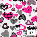 Papel arte estampado corazones fucsia gris
