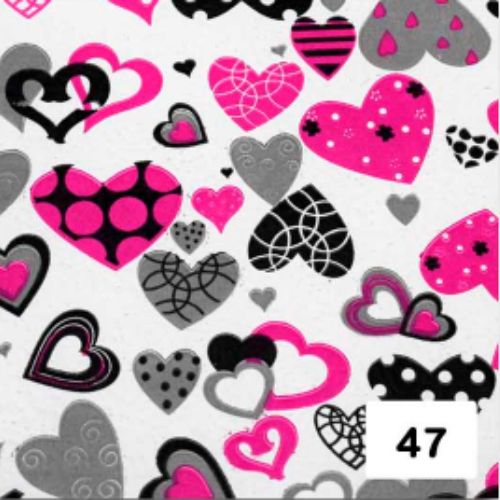 Papel arte estampado corazones fucsia gris