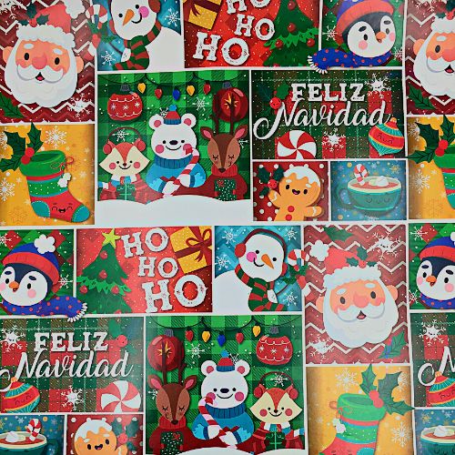 Papel regalo cuadros papa noel