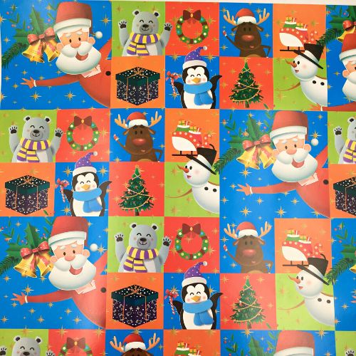 Papel regalo cuadros personajes navidad