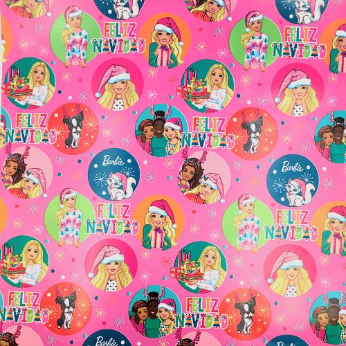 Papel regalo feliz navidad barbie