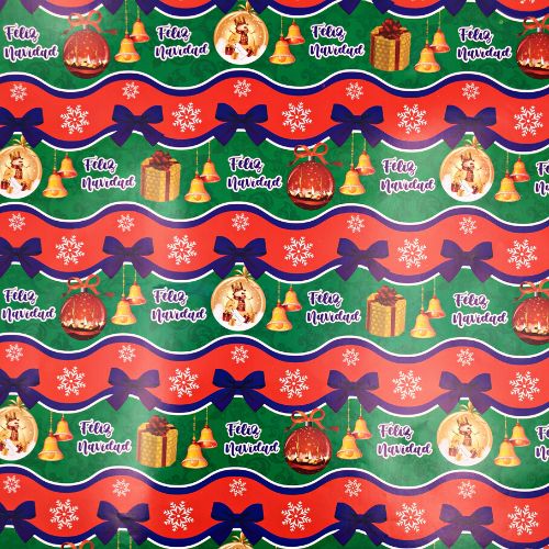 Papel regalo feliz navidad campanas