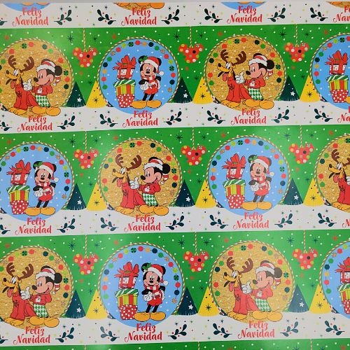 Papel regalo feliz navidad mickey pluto