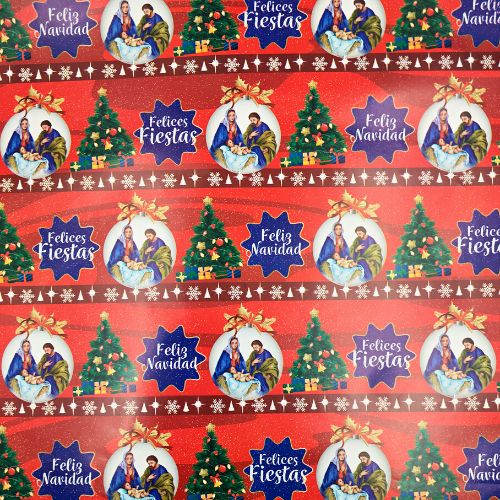 Papel regalo feliz navidad sagrada familia