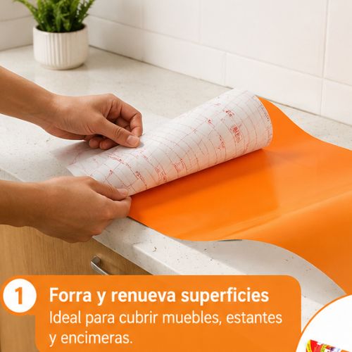 Papel Tipo Contact De Colores - 3 Metros Naranja