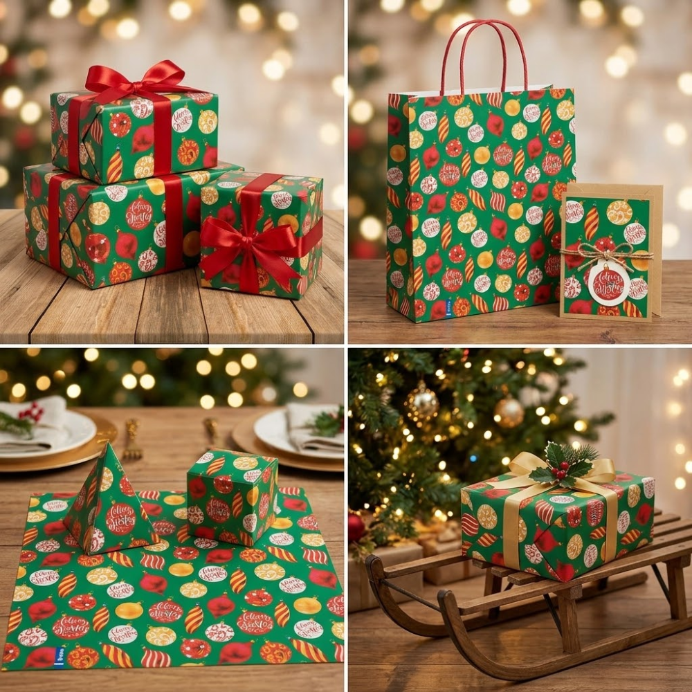 Papel de Regalo Navideño 70x50 Imágen bolas | Primavera