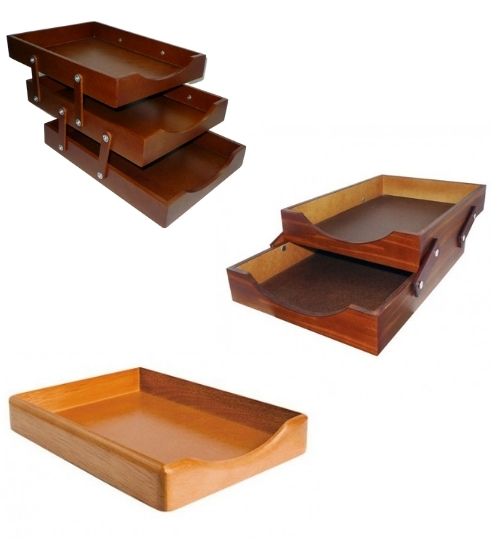 Papeleras Bandeja De Escritorio En Madera De 1 2 y 3 Puestos Portada