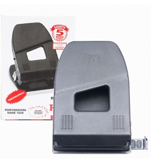 Perforadora Rank 1050 Dos Huecos Semi Industrial Caja Y Perforadora Muestra Frontal
