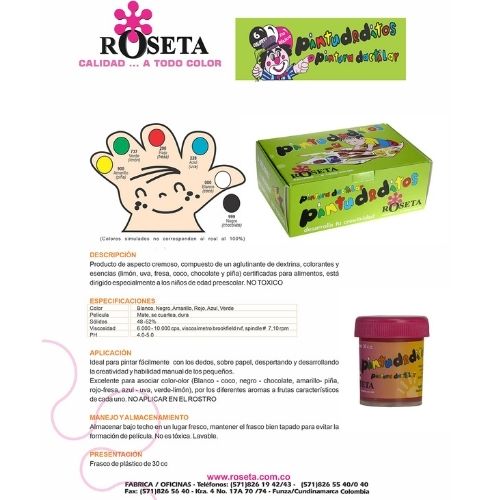 Pintudeditos Roseta Paquete X6 Pinturas Con Aroma Ficha