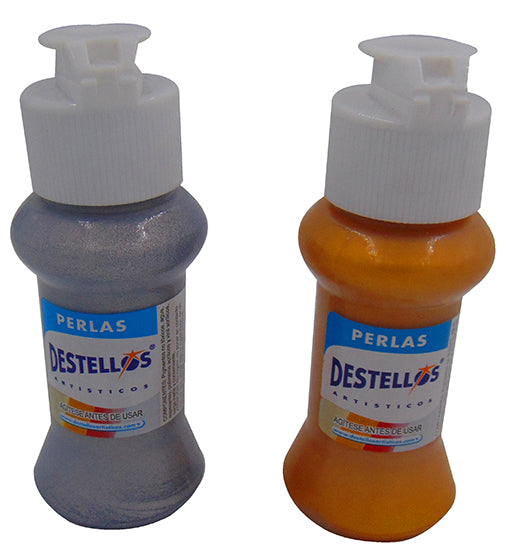 Pintura acrilica destellos 60ml plata dorado 2