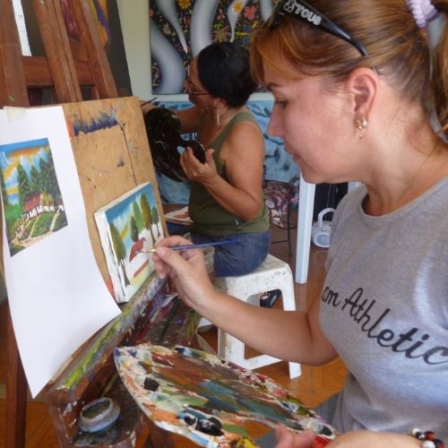 Pinturas Franco Arte De Oleo En todos Los Colores Y Tamanos Mujer pintando