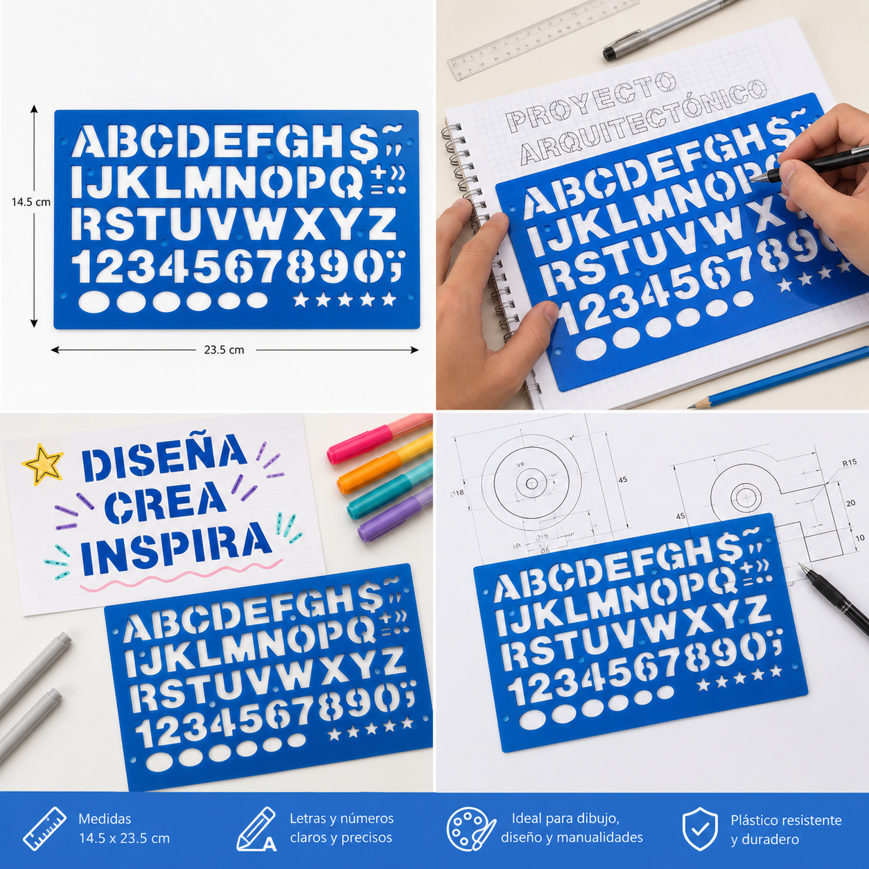 Plantilla de Letras, Números y Símbolos para Dibujo y Manualidades Morrison Mediana