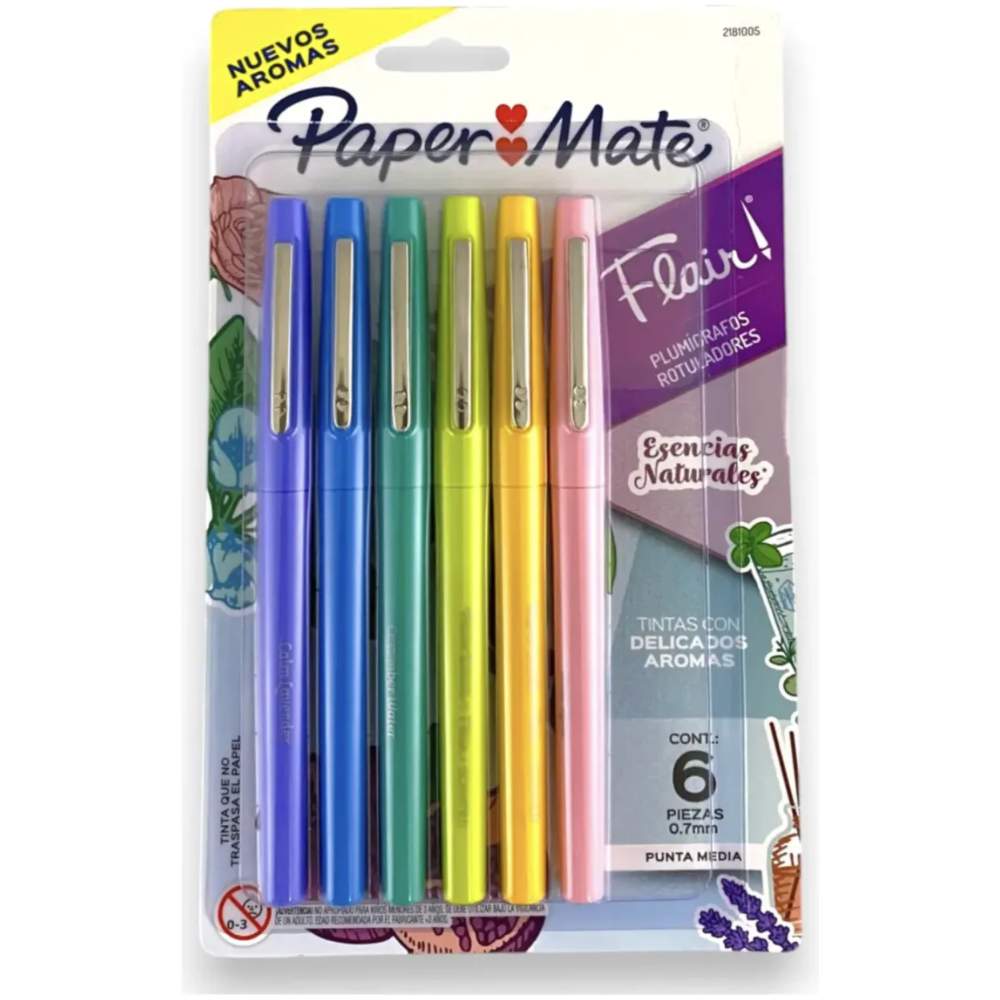 Plumígrafo / Micropunta Paper Mate Flair Tropical Vacation (estuche x 6 Unidades)