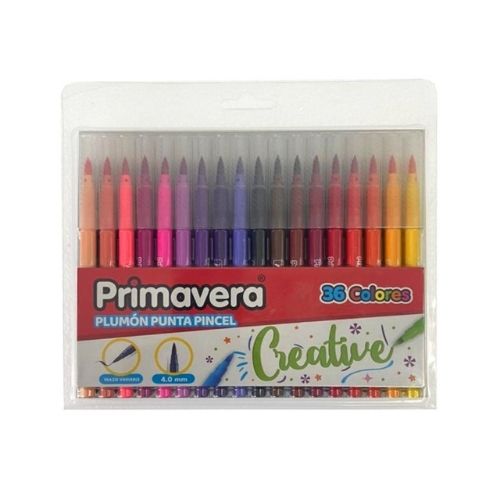 Plumon Punta Pincel PRIMAVERA De Todos Los Tamanos Estuche De 24 Unidades Cerrado