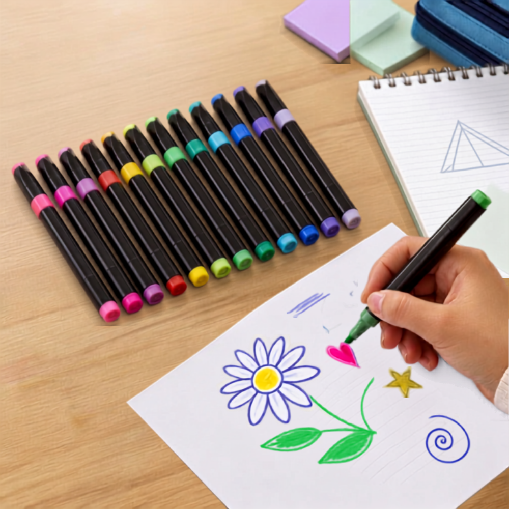 Plumones Diver Class / Gipao X12 Delgados | Marcadores de Colores para Escritura, Dibujo y Escolar