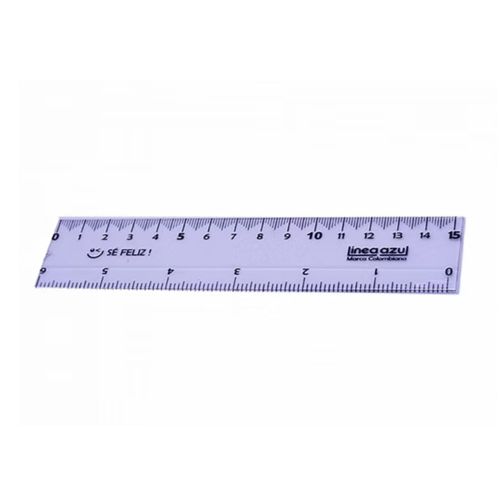 Regla Línea Azul 15 cm Colores Ancha | Regla Escolar
