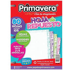 Repuesto de 80  Hojas Cuadriculada Para Folder 105 Estampada Primavera