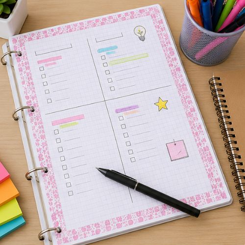Repuesto de 80  Hojas Cuadriculada Para Folder 105 Estampada Primavera