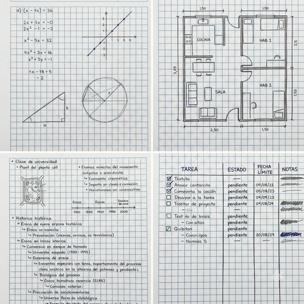 Repuesto de Hojas Para Folder Cuadriculada 105/2 Norma por 80 Hojas 5 Perforaciones
