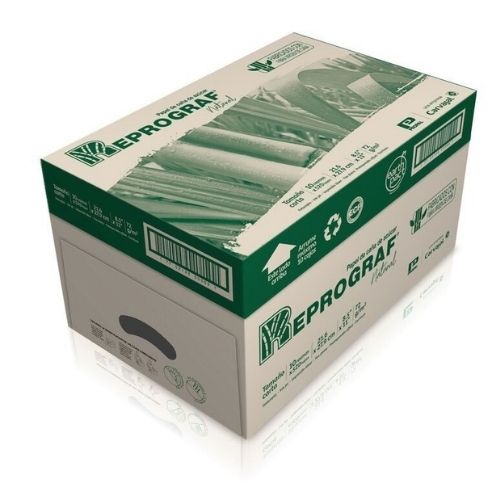Resma Media Carta Y Oficio De Papel Blanco O Natural Reprograf Caja Blanca