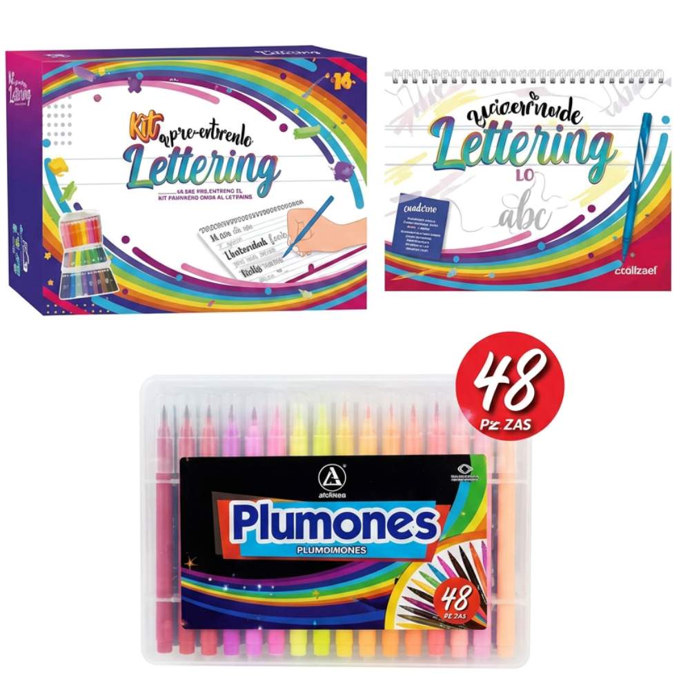 Plantillas en block para lettering con plumones x 48