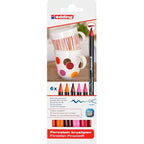 Juego de 6 Rotuladores o Marcadores para Porcelana edding 4200| Punta de Pincel (1-4 mm) para Pintar Cerámica, Cristal y Vidrio | Tonos Rojos