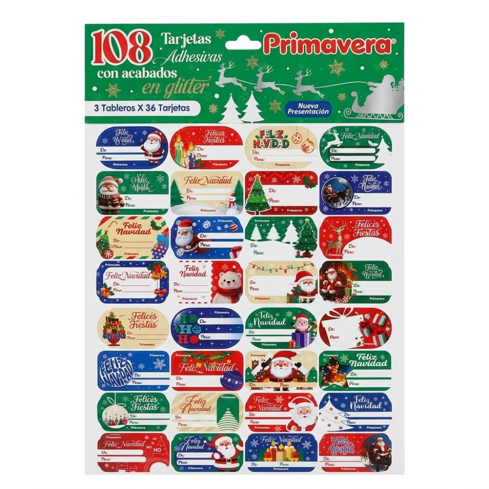 Stickers / Etiquetas Adhesivas Navideñas Primavera x 108