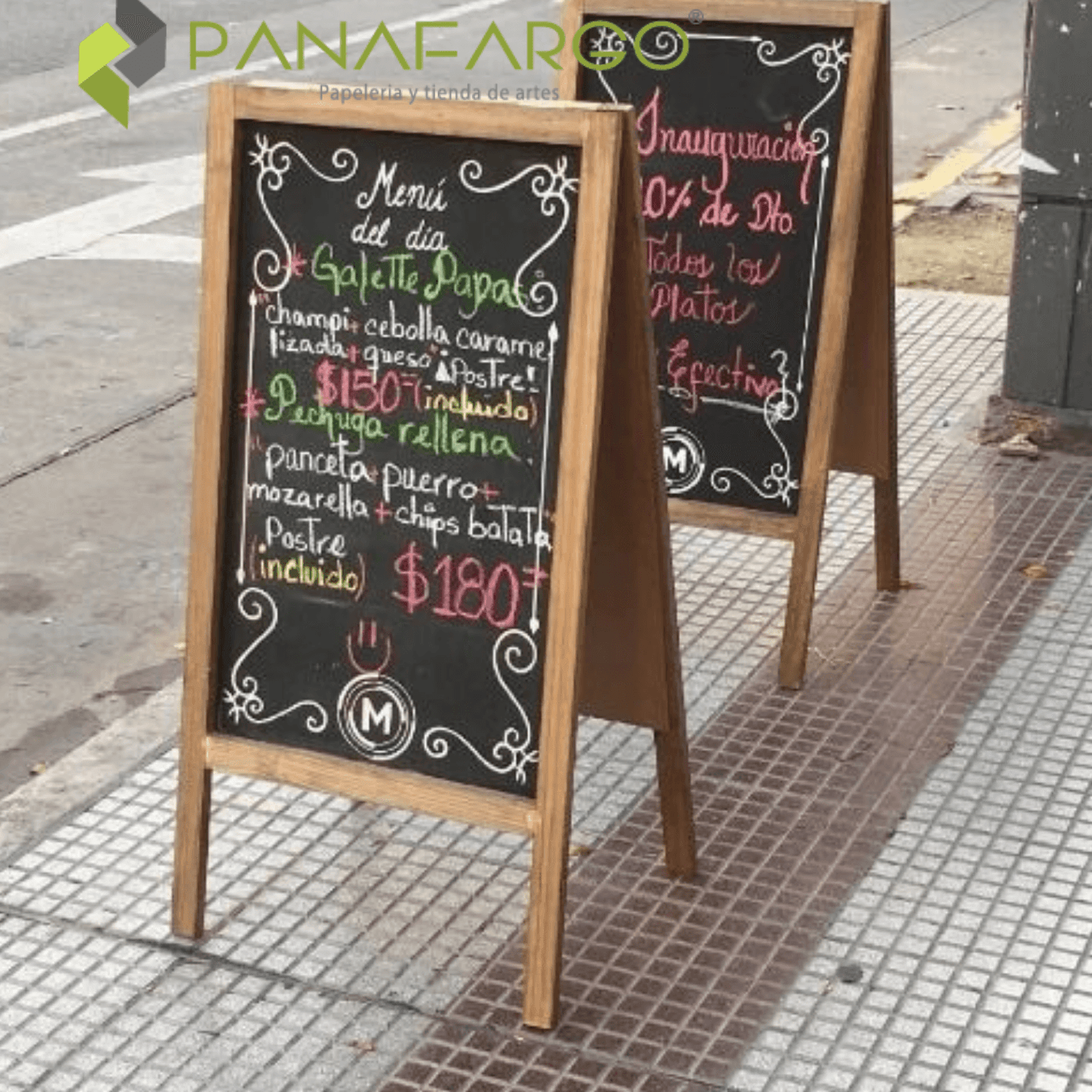 Tablero De Tiza Para Restaurante Doble En Tijera tamanos surtidos menu 2 Panafargo