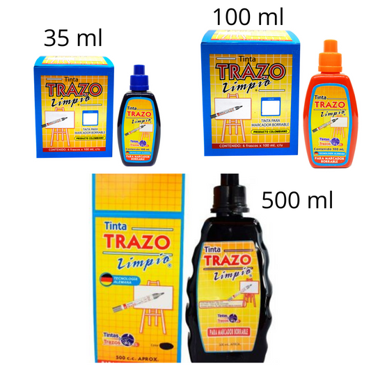 Tinta trazo limpio para marcador borrable x 35 100 o 500 ml Panafargo