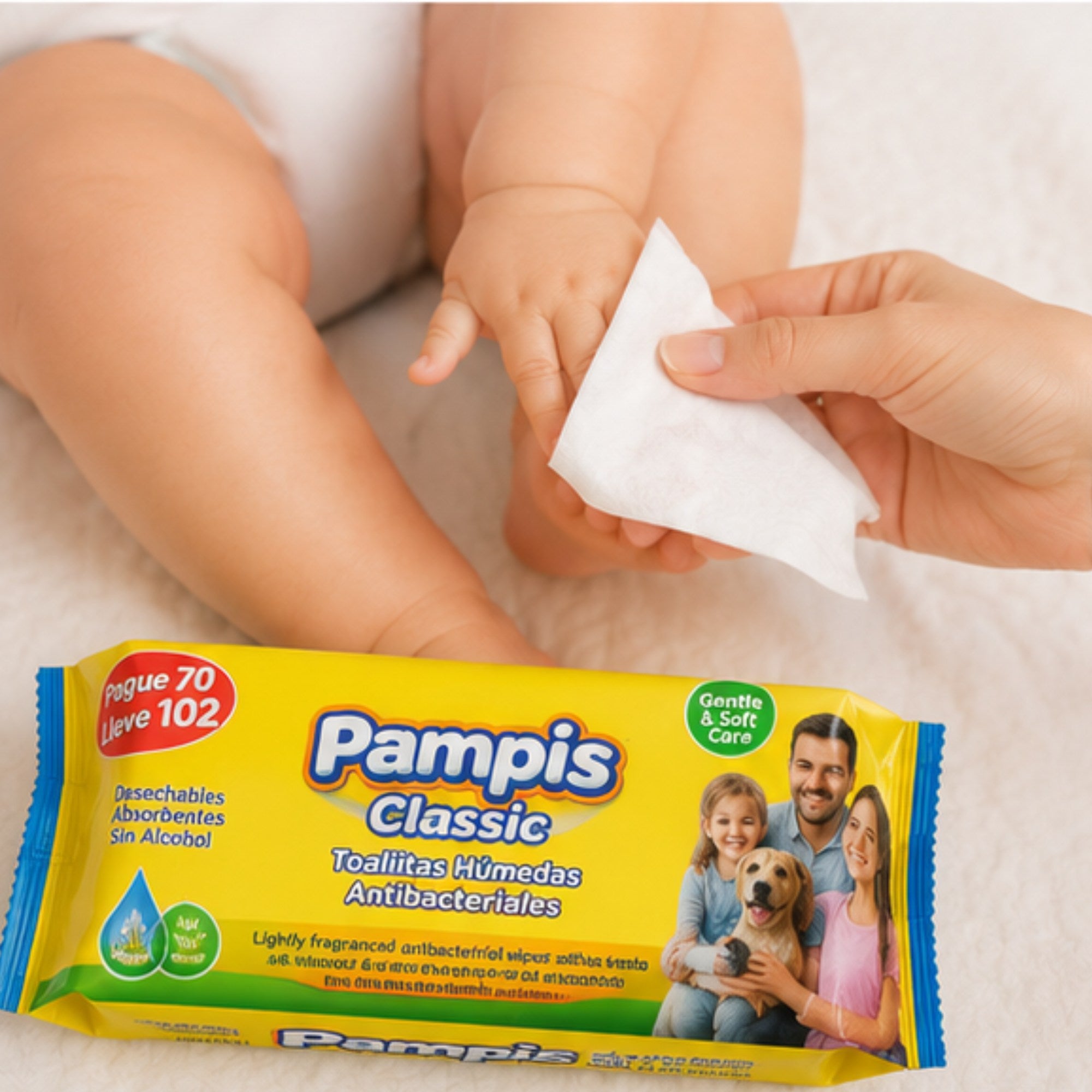 Toallitas Húmedas Antibacteriales Pampis Classic – Paquete x102 Unidades (Pague 70 Lleve 102)