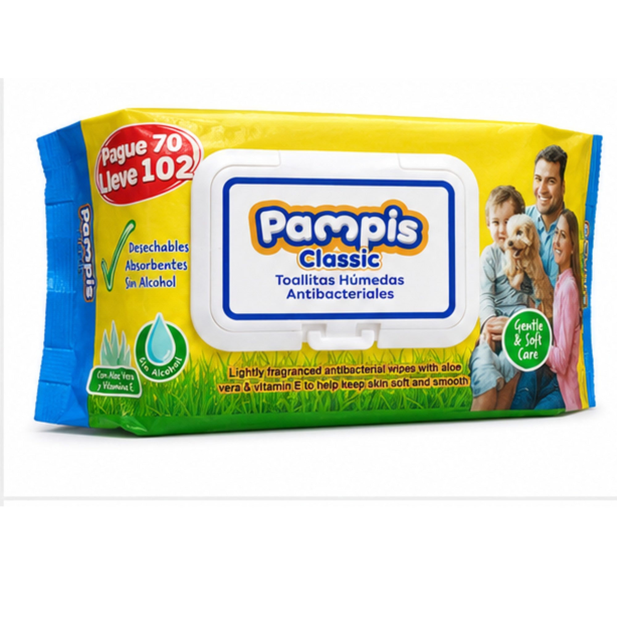 Toallitas Húmedas Antibacteriales Pampis Classic – Paquete x102 Unidades (Pague 70 Lleve 102)