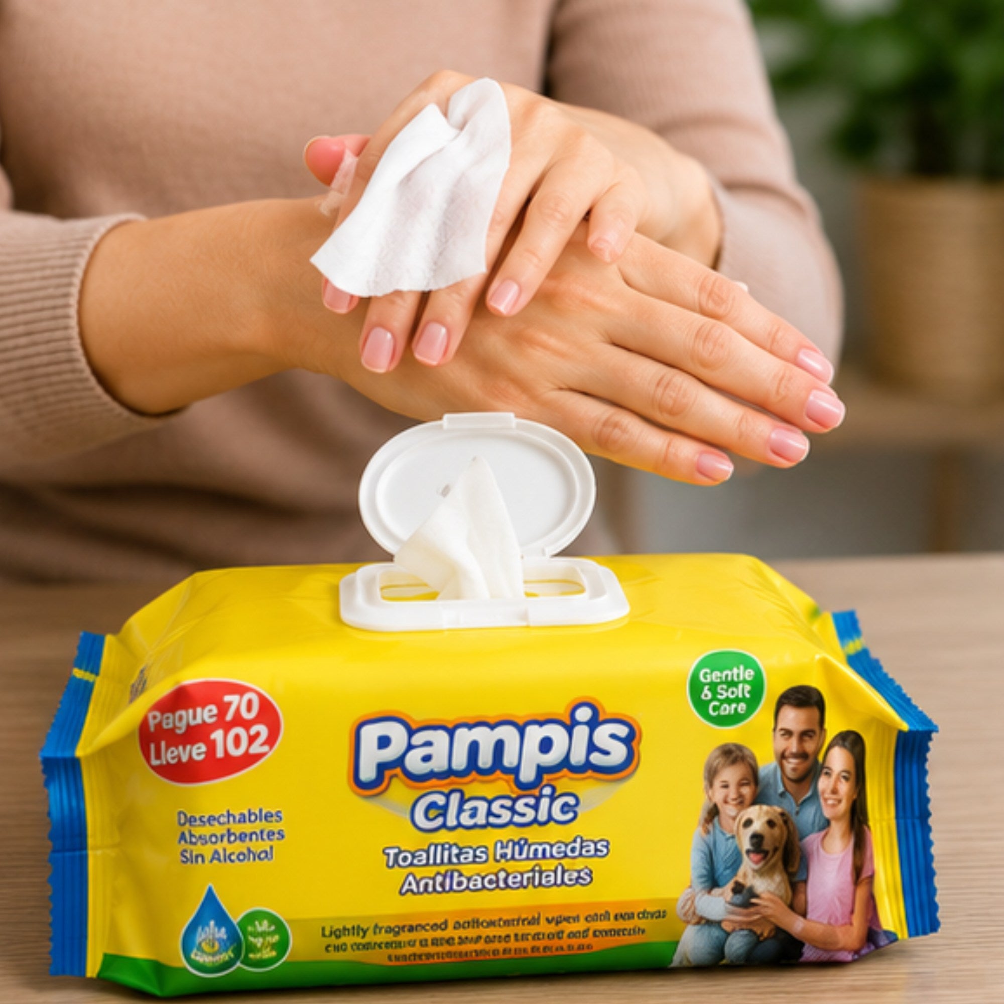 Toallitas Húmedas Antibacteriales Pampis Classic – Paquete x102 Unidades (Pague 70 Lleve 102)