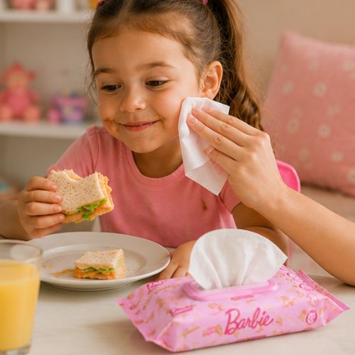 Toallitas o Pañitos Húmedas Barbie Primavera x 24 Unidades | Hipoalergénicas, Sin Alcohol y con Aloe Vera