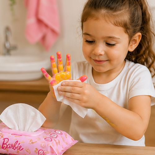 Toallitas o Pañitos Húmedas Barbie Primavera x 24 Unidades | Hipoalergénicas, Sin Alcohol y con Aloe Vera